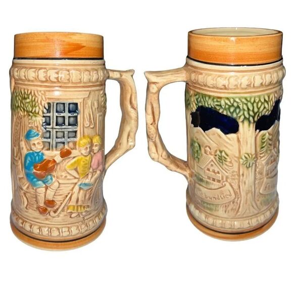 Trimont‎ Ware Vintage Beer Stein Mug Made in Japan German Writing Guitar - Picture 1 of 7
